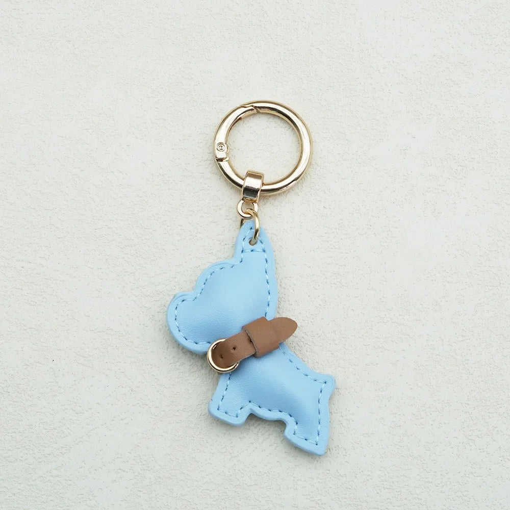 French Bulldog Keychain Cute Puppy Animal Dog PU Leather Dog Hanger Fashion Cartoon Bulldog Bag Pendant Backpack Decoration