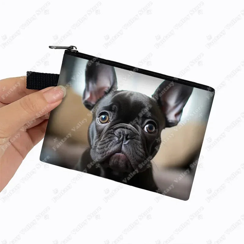Cute French Bulldog Print Coin Purse Women money bags colorful peeking dogs small wallet Mini Purse ID Credit Card Holder gift