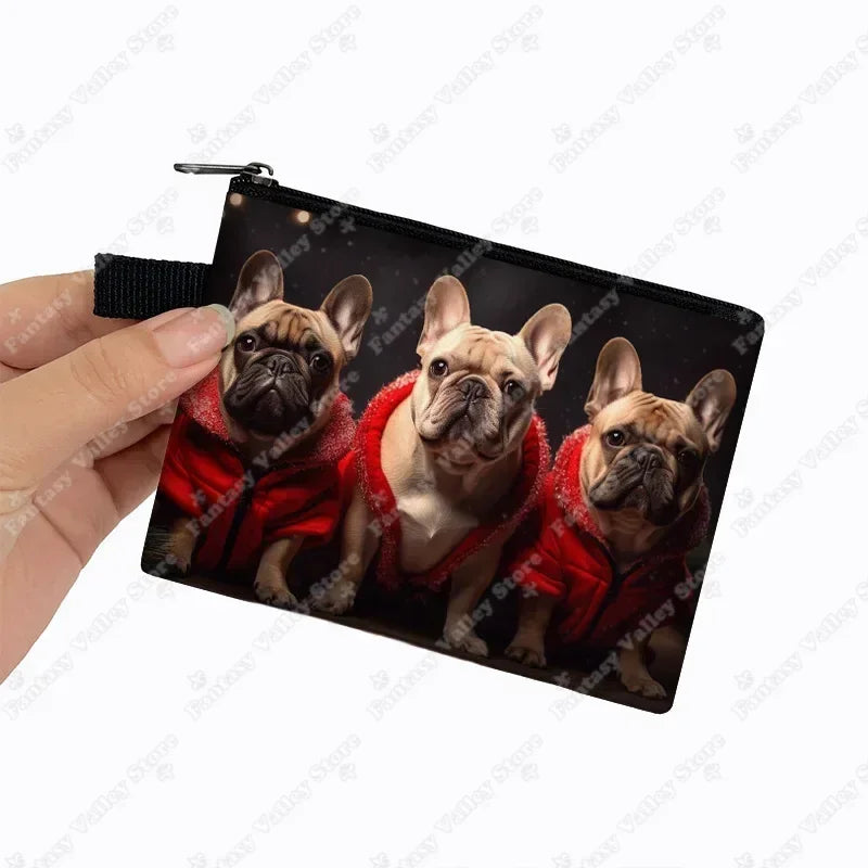 Cute French Bulldog Print Coin Purse Women money bags colorful peeking dogs small wallet Mini Purse ID Credit Card Holder gift