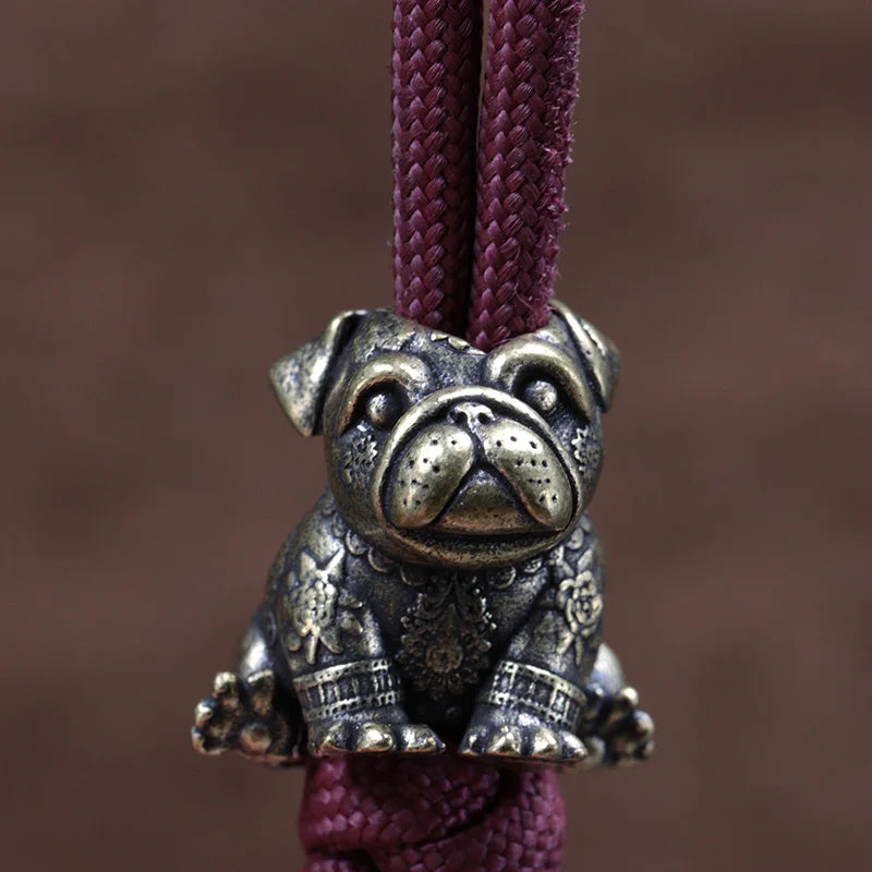 French Bulldog Brass Knife Beads EDC DIY Paracord Woven Bracelets Lanyard Pendants Accessories Outdoor Tool Hangings Jewelry