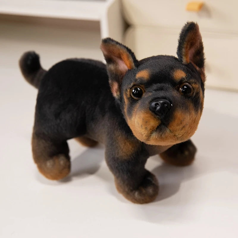Realistic Black French Bulldog Plush Toys Vivid  Grey Pug Stuffed Animal Cuddle Plushie Gifts Home Decoration Birthday Presents