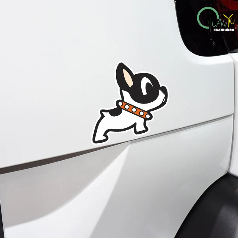 French Bulldog puppy personality decoration sticker; motorcycle scratch cover; funny creative car reflective waterproof sticker.