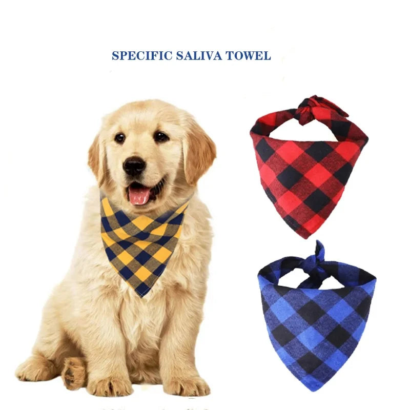 Classic Red Black Plaid Pet Dog Bandana Cat Puppy Pet Dog Accessories Pet Neckerchief Scarf Dog Saliva Towel