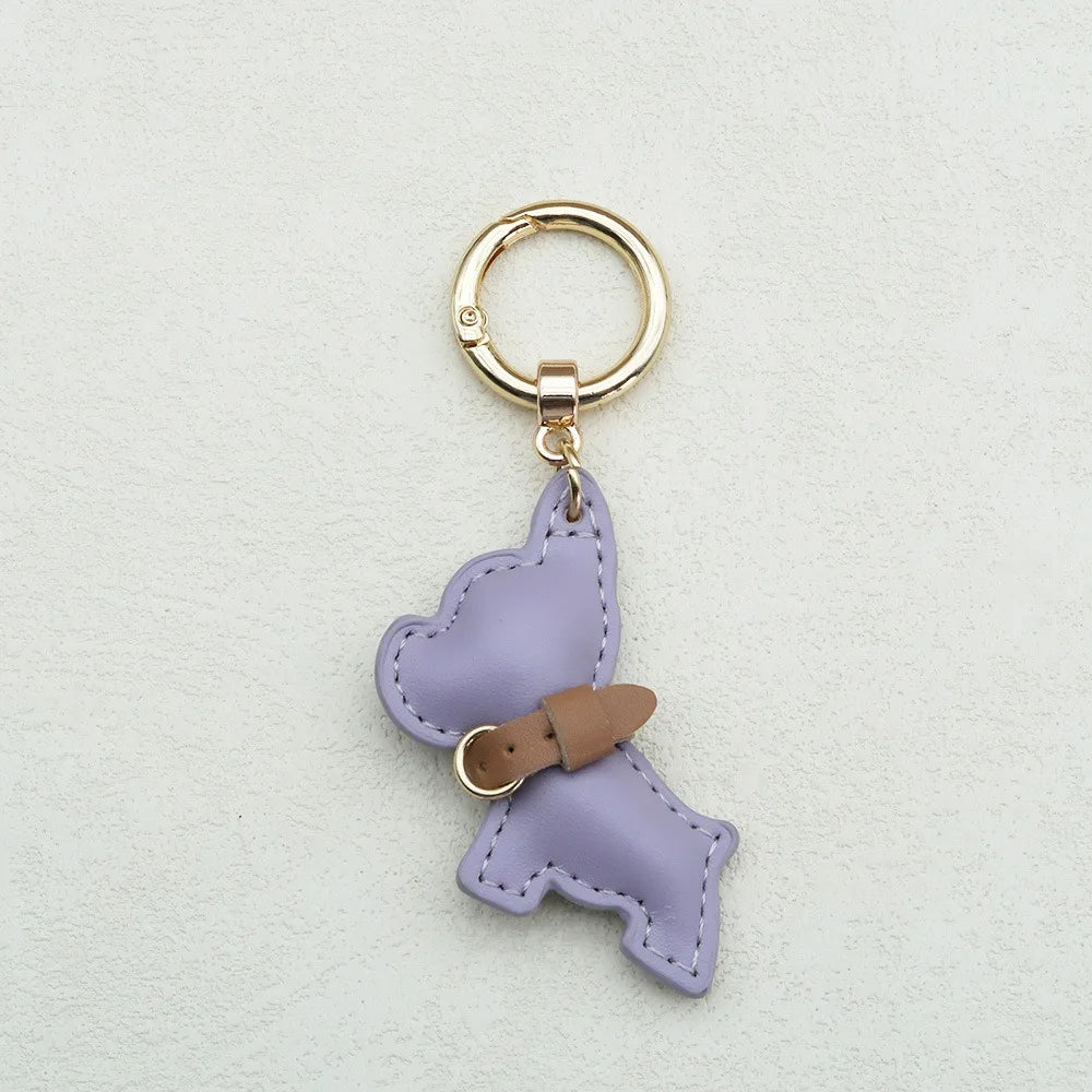 French Bulldog Keychain Cute Puppy Animal Dog PU Leather Dog Hanger Fashion Cartoon Bulldog Bag Pendant Backpack Decoration