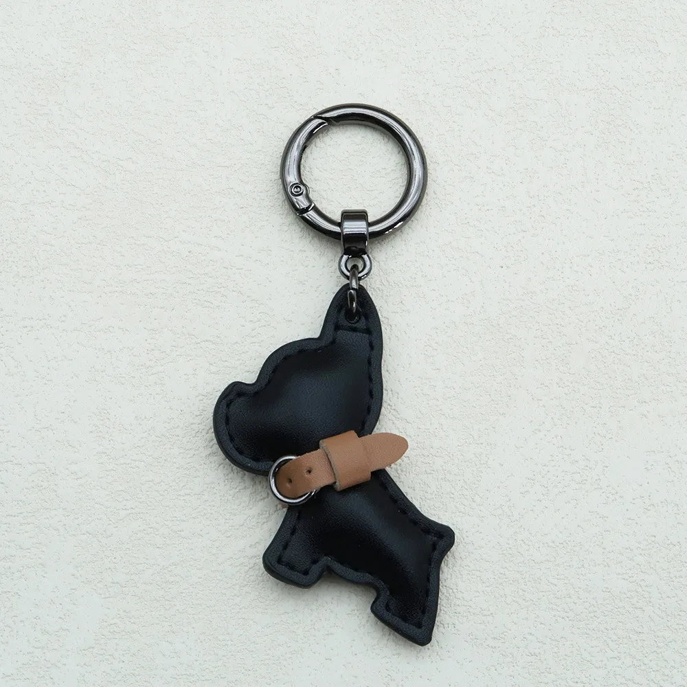 French Bulldog Keychain Cute Puppy Animal Dog PU Leather Dog Hanger Fashion Cartoon Bulldog Bag Pendant Backpack Decoration