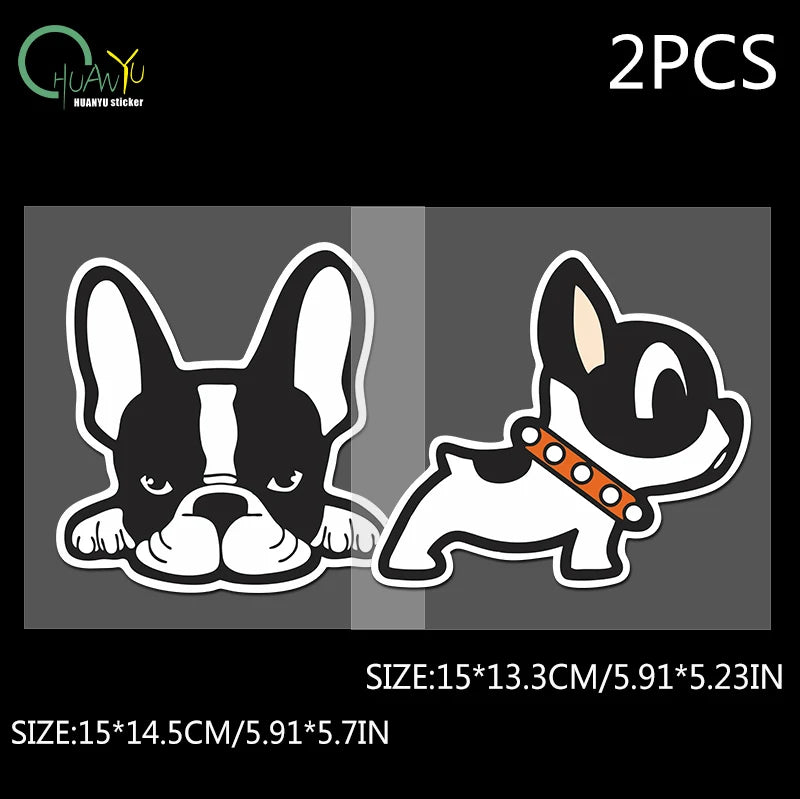 French Bulldog puppy personality decoration sticker; motorcycle scratch cover; funny creative car reflective waterproof sticker.