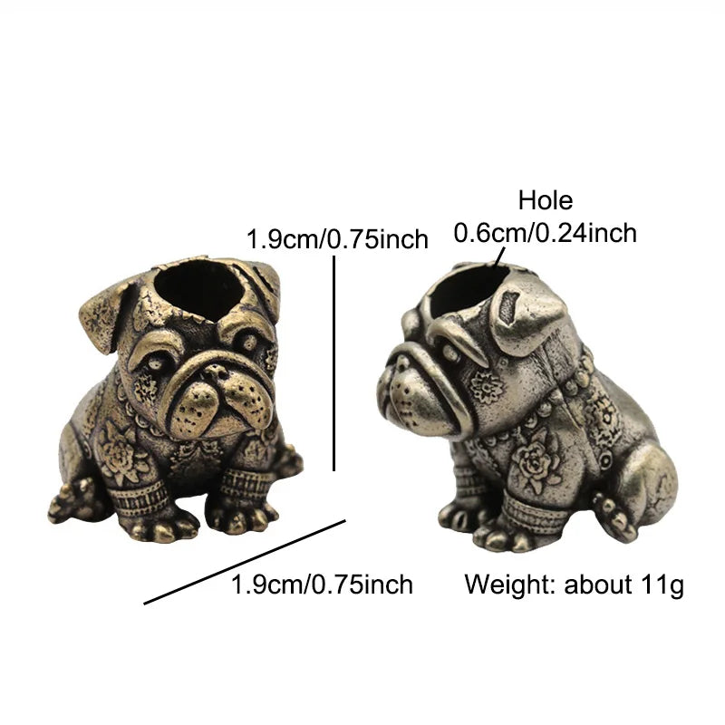 French Bulldog Brass Knife Beads EDC DIY Paracord Woven Bracelets Lanyard Pendants Accessories Outdoor Tool Hangings Jewelry