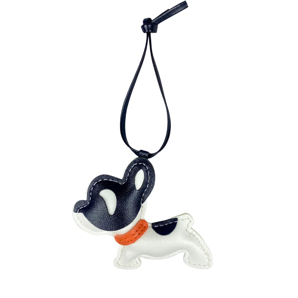 Adorable Leather French Bulldog Puppy Keychain-Cute Multi-Color Collar Strap, Bag Charm for Purse, Backpack, Makeup Bag-PU Leath