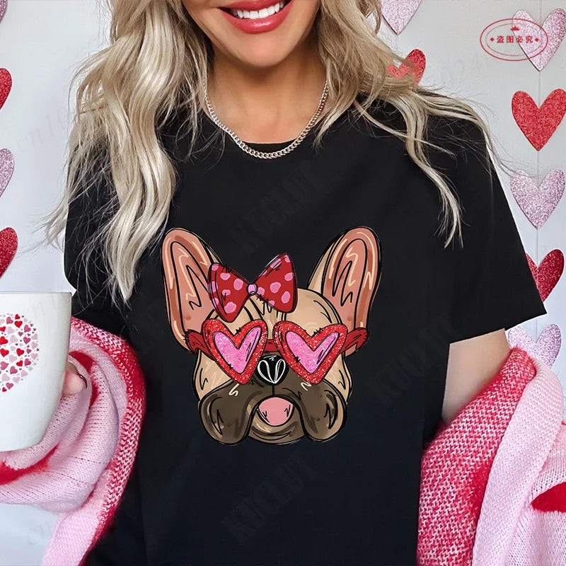 French Bulldog Woman T Shirt Fashion Dog Graphic Tops Summer Short Sleeve Tees Harajuku Streetwear Aesthetic Female Clothing