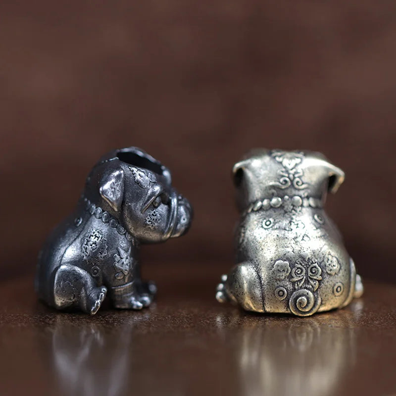 French Bulldog Brass Knife Beads EDC DIY Paracord Woven Bracelets Lanyard Pendants Accessories Outdoor Tool Hangings Jewelry