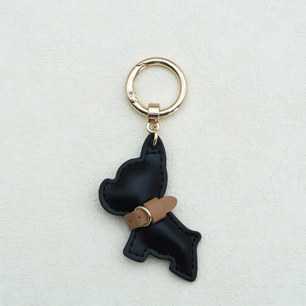 French Bulldog Keychain Cute Puppy Animal Dog PU Leather Dog Hanger Fashion Cartoon Bulldog Bag Pendant Backpack Decoration