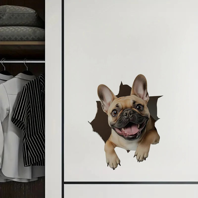 Cute French Bulldog Sticker, Water-proof Home Wall Decal, Used for Wall, Bathroom, Cabinet, Door,Toilet, Car, Laptop