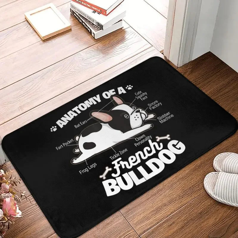 French Bulldog Door Mat with "NOPE" Funny Pattern Non-slip Entrance Rug for Home Decor Dog Lovers Collection