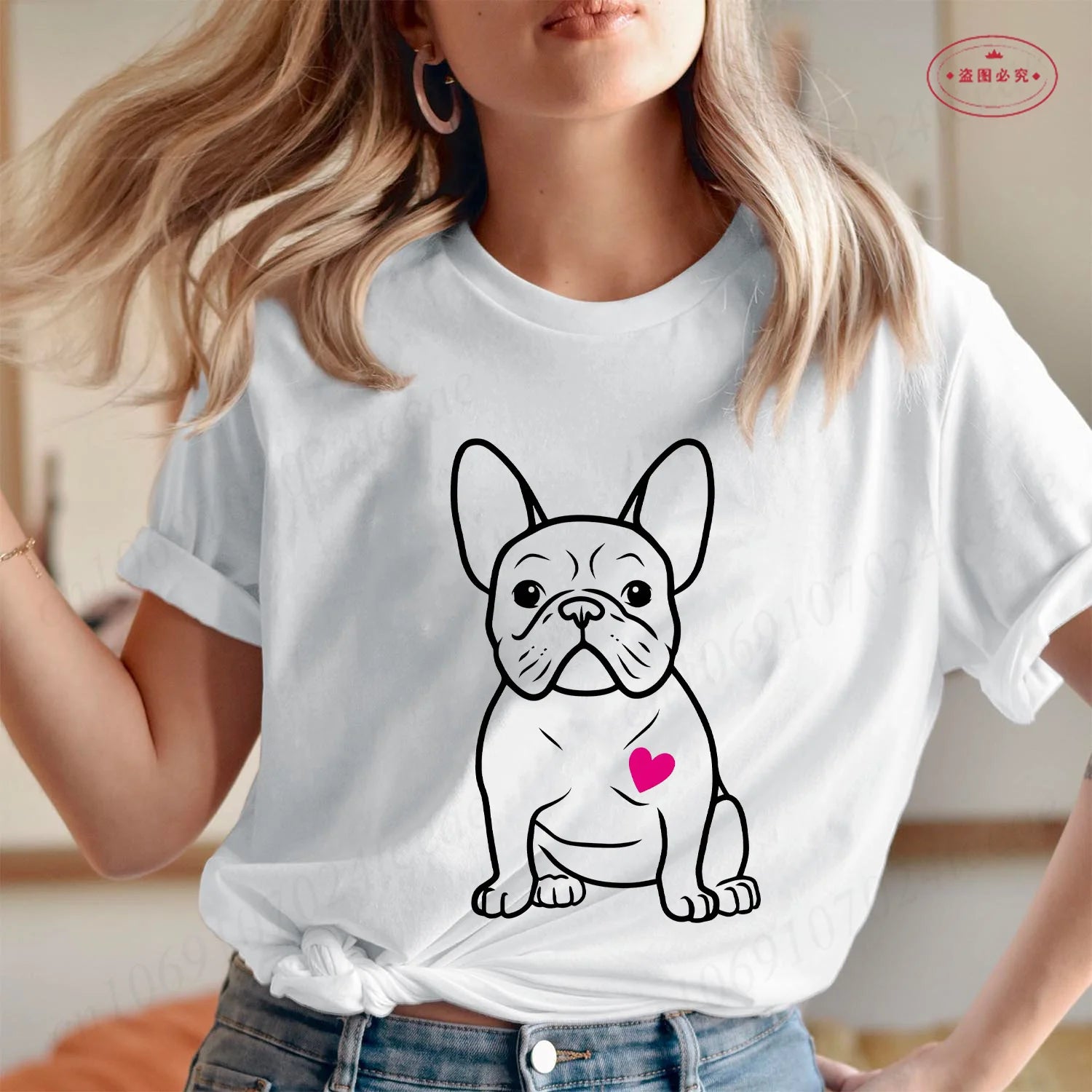 French Bulldog Woman T Shirt Fashion Dog Graphic Tops Summer Short Sleeve Tees Harajuku Streetwear Aesthetic Female Clothing