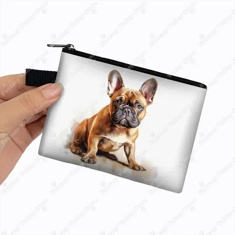 Cute French Bulldog Print Coin Purse Women money bags colorful peeking dogs small wallet Mini Purse ID Credit Card Holder gift