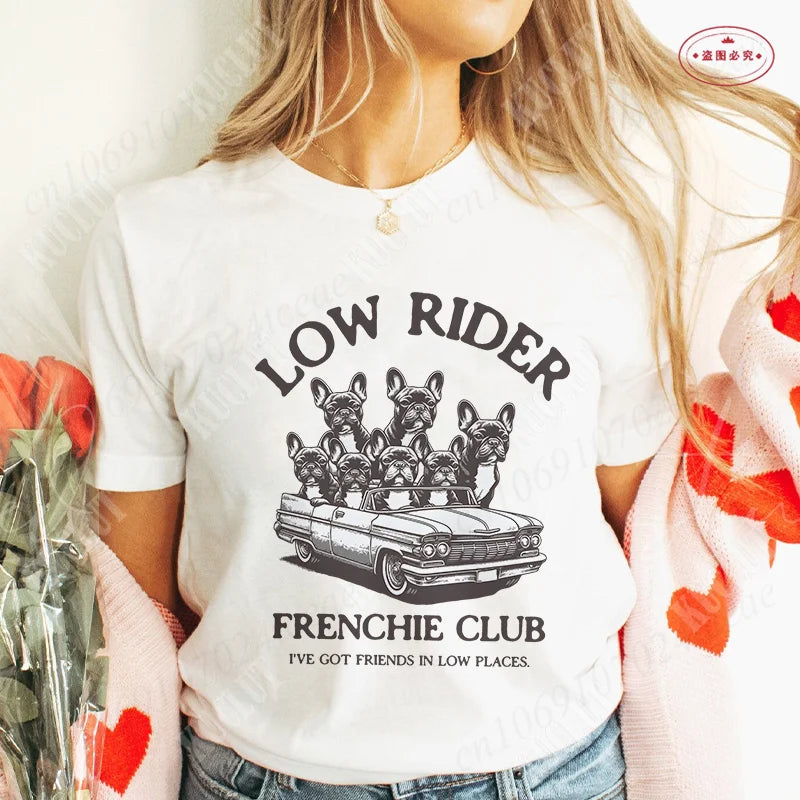 French Bulldog Woman T Shirt Fashion Dog Graphic Tops Summer Short Sleeve Tees Harajuku Streetwear Aesthetic Female Clothing