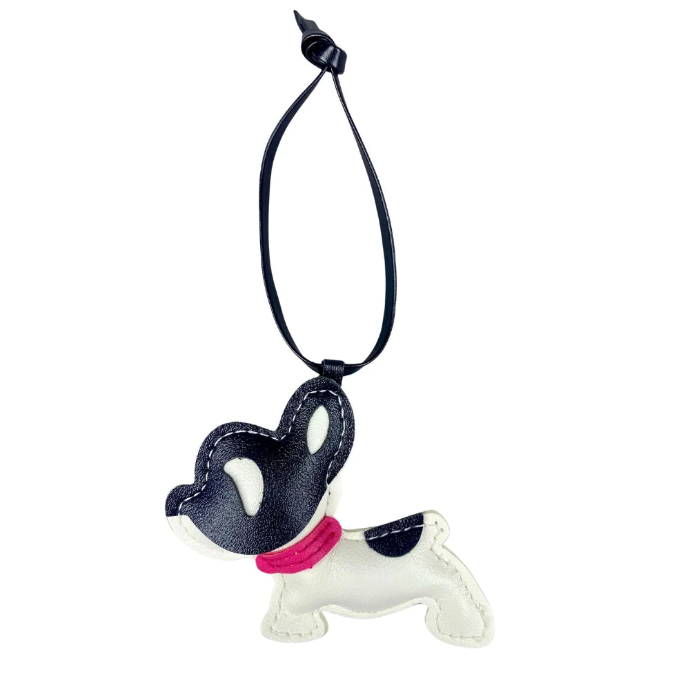 Adorable Leather French Bulldog Puppy Keychain-Cute Multi-Color Collar Strap, Bag Charm for Purse, Backpack, Makeup Bag-PU Leath