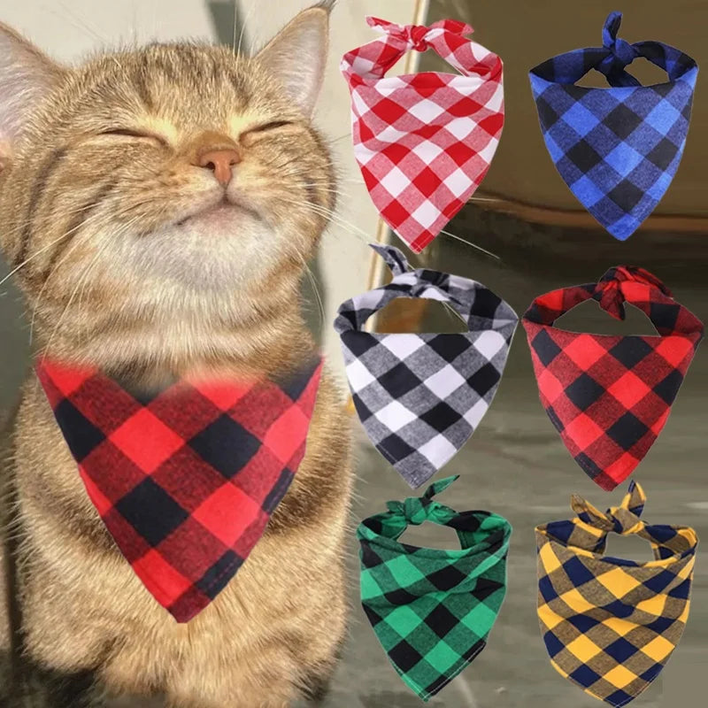 Classic Red Black Plaid Pet Dog Bandana Cat Puppy Pet Dog Accessories Pet Neckerchief Scarf Dog Saliva Towel