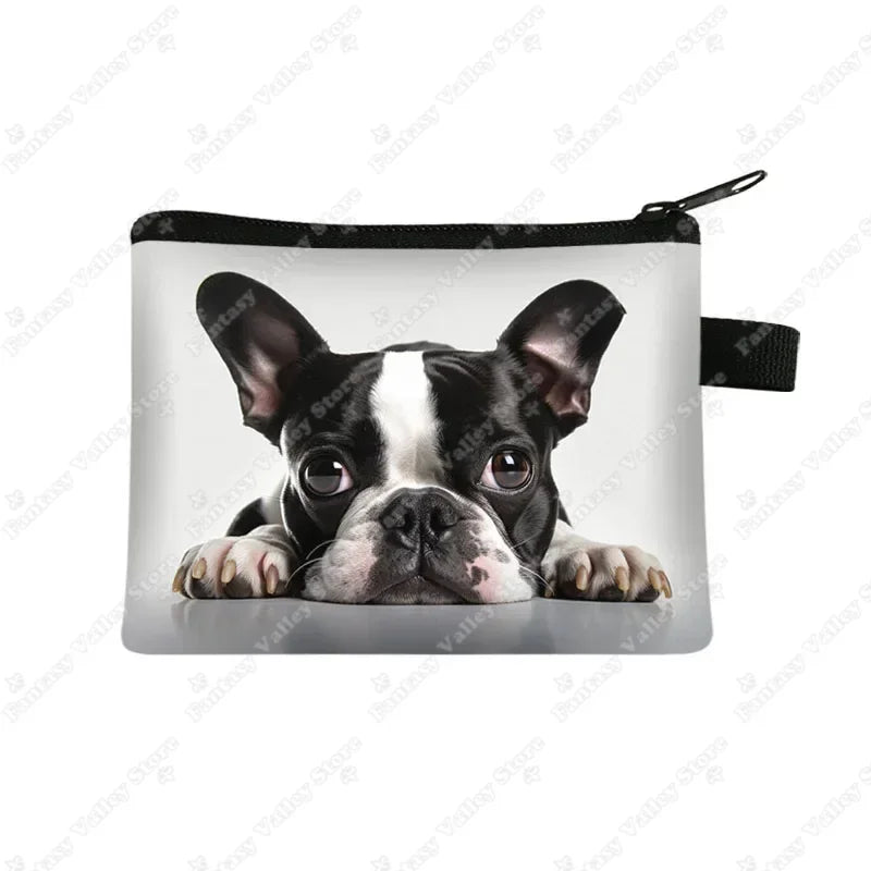Cute French Bulldog Print Coin Purse Women money bags colorful peeking dogs small wallet Mini Purse ID Credit Card Holder gift