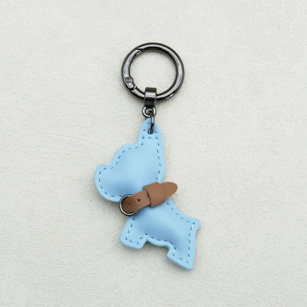 French Bulldog Keychain Cute Puppy Animal Dog PU Leather Dog Hanger Fashion Cartoon Bulldog Bag Pendant Backpack Decoration