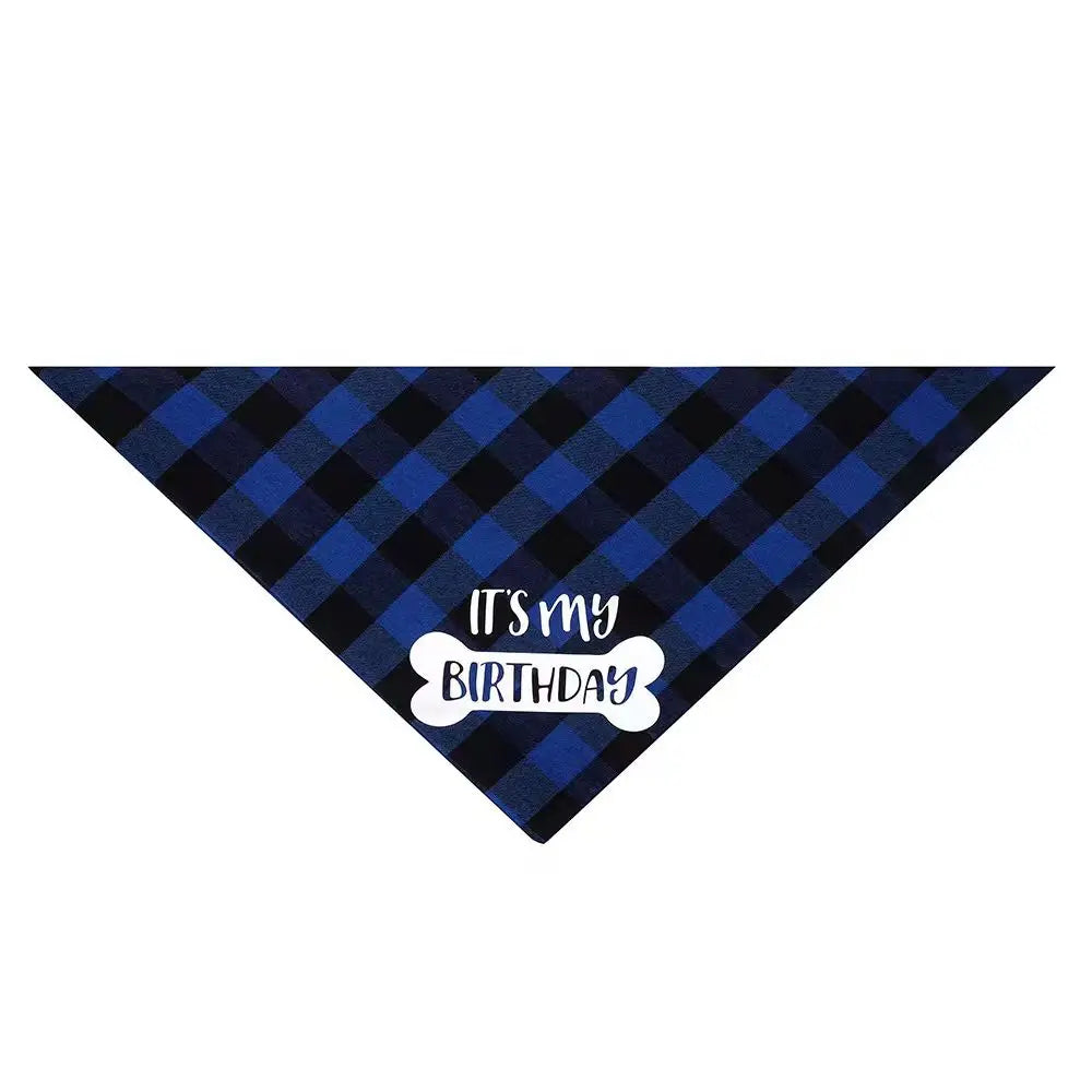 Dog Birthday Bandana Plaid Triangle Scarf IT'S MY BIRTHDAY Pet Birthday Outfit for Small Medium Large Dogs Puppy Birthday Party