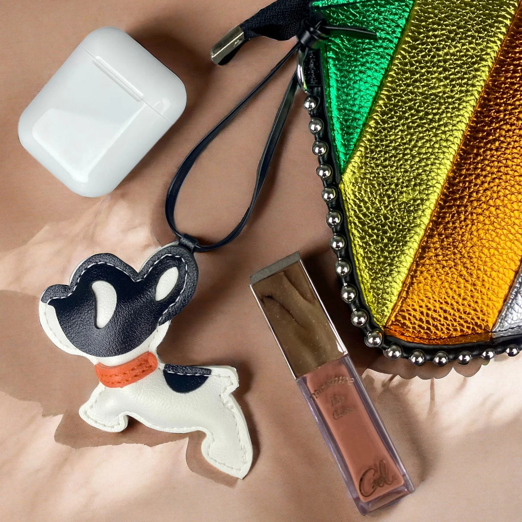 Adorable Leather French Bulldog Puppy Keychain-Cute Multi-Color Collar Strap, Bag Charm for Purse, Backpack, Makeup Bag-PU Leath