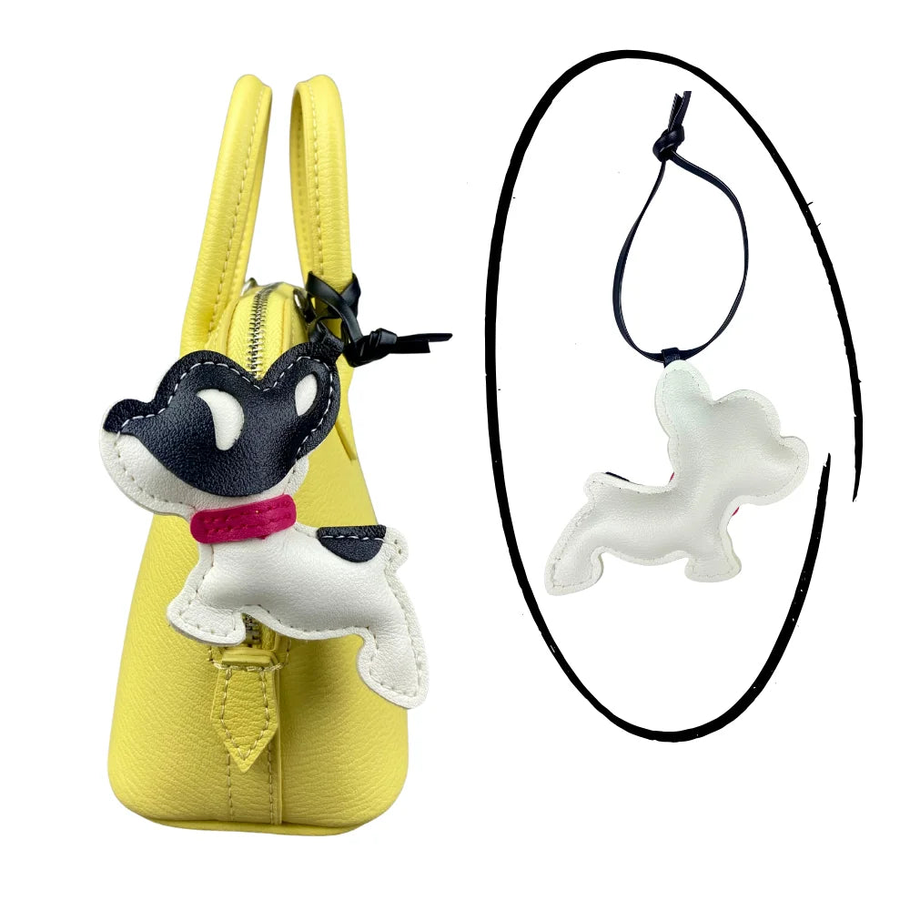 Adorable Leather French Bulldog Puppy Keychain-Cute Multi-Color Collar Strap, Bag Charm for Purse, Backpack, Makeup Bag-PU Leath