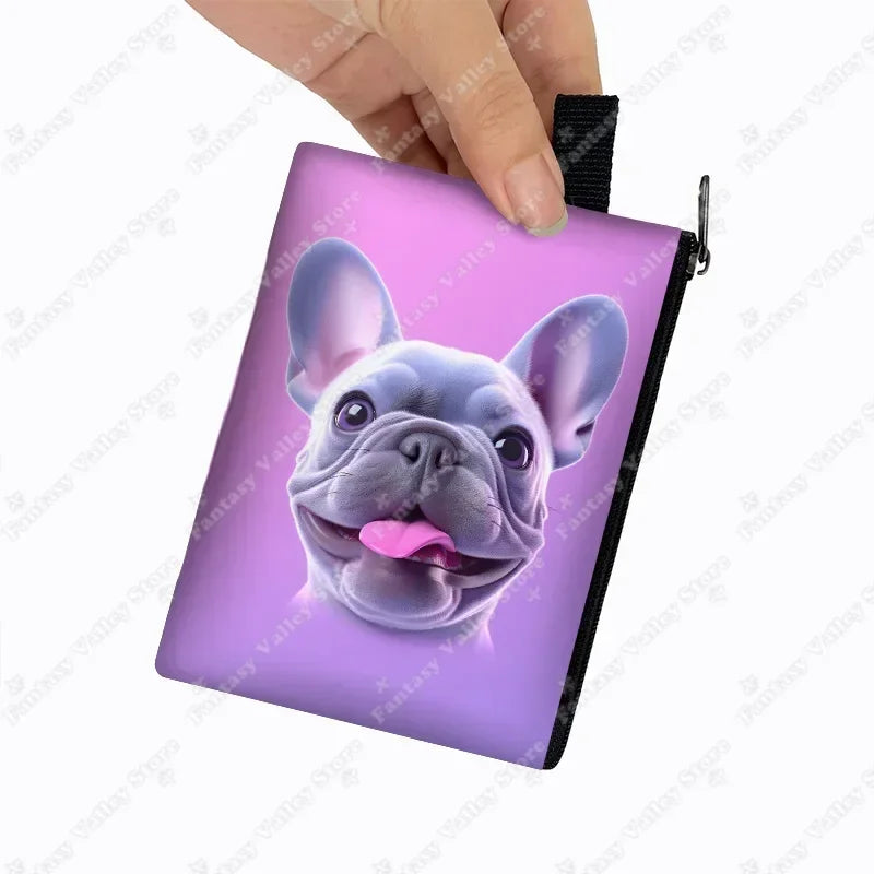 Cute French Bulldog Print Coin Purse Women money bags colorful peeking dogs small wallet Mini Purse ID Credit Card Holder gift