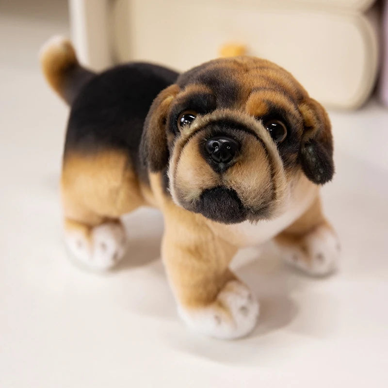 Realistic Black French Bulldog Plush Toys Vivid  Grey Pug Stuffed Animal Cuddle Plushie Gifts Home Decoration Birthday Presents