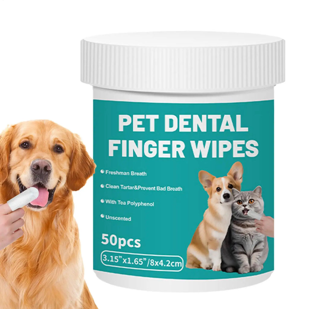 Pet Teeth Cleaning Wipes 50-Pieces Dog Pet Teeth Brushing Wipes For Cleaning Pet Supplies Dog Cat Bad Breath Wipes