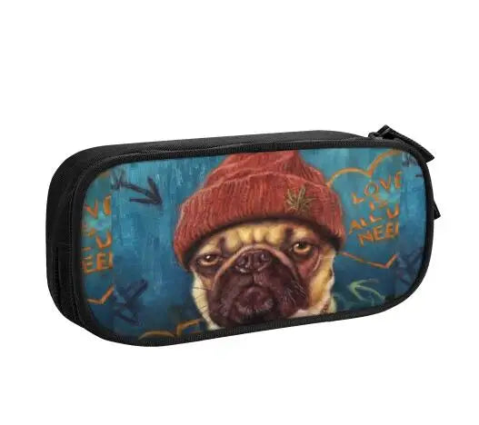 French Bulldog Frenchie Dog Pencil Case Lovely Pet Animal Pen Holder Bag Student Big Capacity Office Gifts Pencilcases