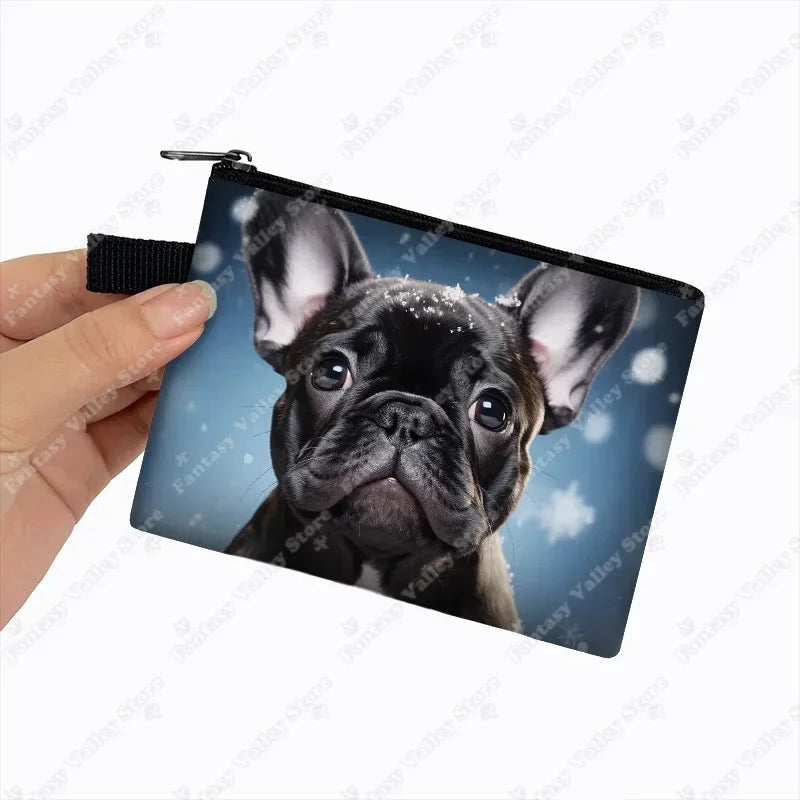 Cute French Bulldog Print Coin Purse Women money bags colorful peeking dogs small wallet Mini Purse ID Credit Card Holder gift