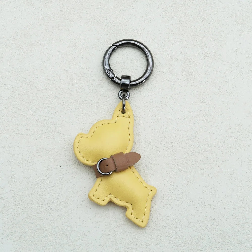 French Bulldog Keychain Cute Puppy Animal Dog PU Leather Dog Hanger Fashion Cartoon Bulldog Bag Pendant Backpack Decoration