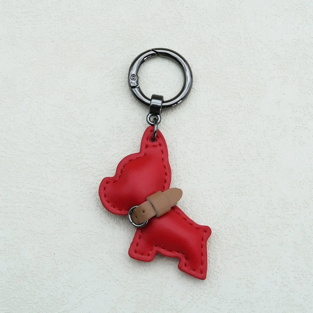 French Bulldog Keychain Cute Puppy Animal Dog PU Leather Dog Hanger Fashion Cartoon Bulldog Bag Pendant Backpack Decoration