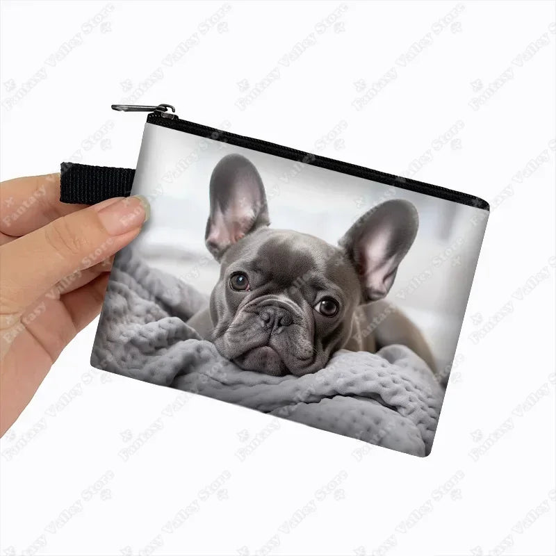 Cute French Bulldog Print Coin Purse Women money bags colorful peeking dogs small wallet Mini Purse ID Credit Card Holder gift