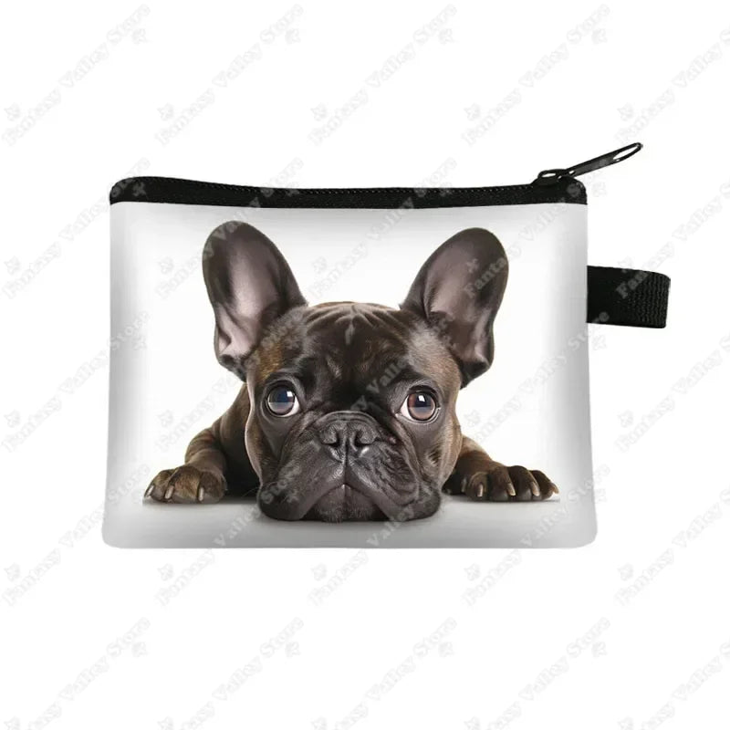 Cute French Bulldog Print Coin Purse Women money bags colorful peeking dogs small wallet Mini Purse ID Credit Card Holder gift